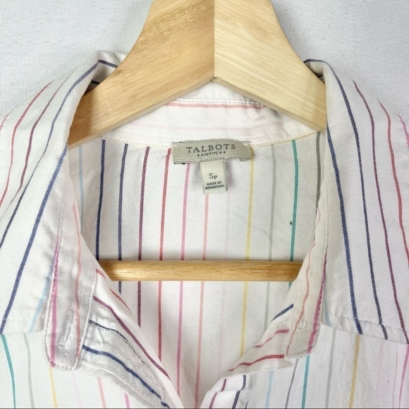 Talbots White Pastel Stripe Button Down Dress Long Sleeve S - Picture 3 of 4